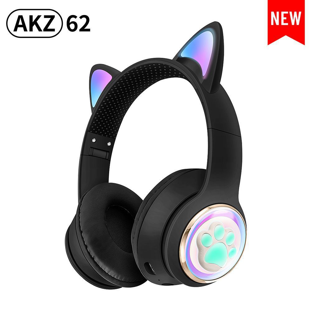 Cross-Border New Creative Space Capsule Cat Ear Gradient Color Light-Emitting Wireless Headset Headset for Children and Students