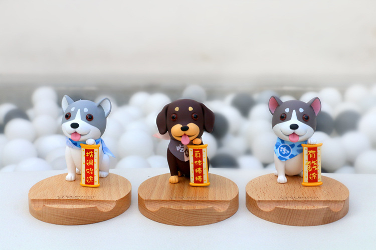 the doggy 盲盒手机懒人支架小狗公仔手机支架摆件柴犬手机座