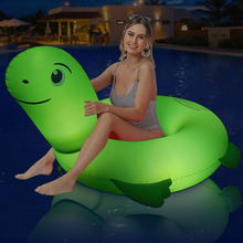 跨境新款充气乌龟泳池浮舟乌龟充气坐骑带灯光太阳能泳池乌龟成人