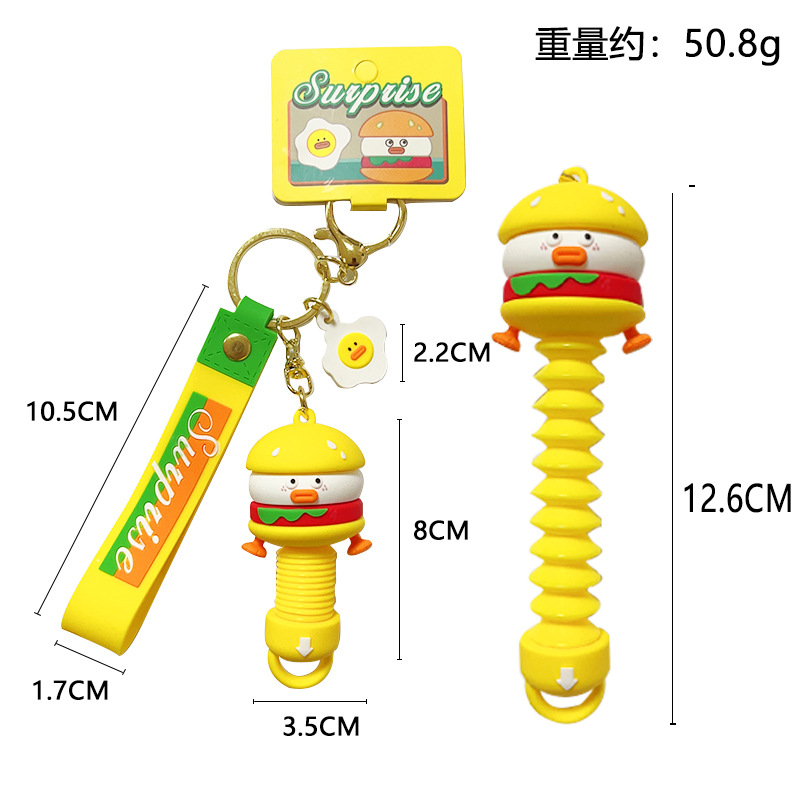 Creative Cartoon Cute Pressure Spring Food Trend Car Key Ring Schoolbag Couple Pendant Small Gift Wholesale