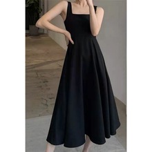 黑色连衣裙女2024年夏季新款宽松显瘦性感迷人黑色内搭吊带小礼裙