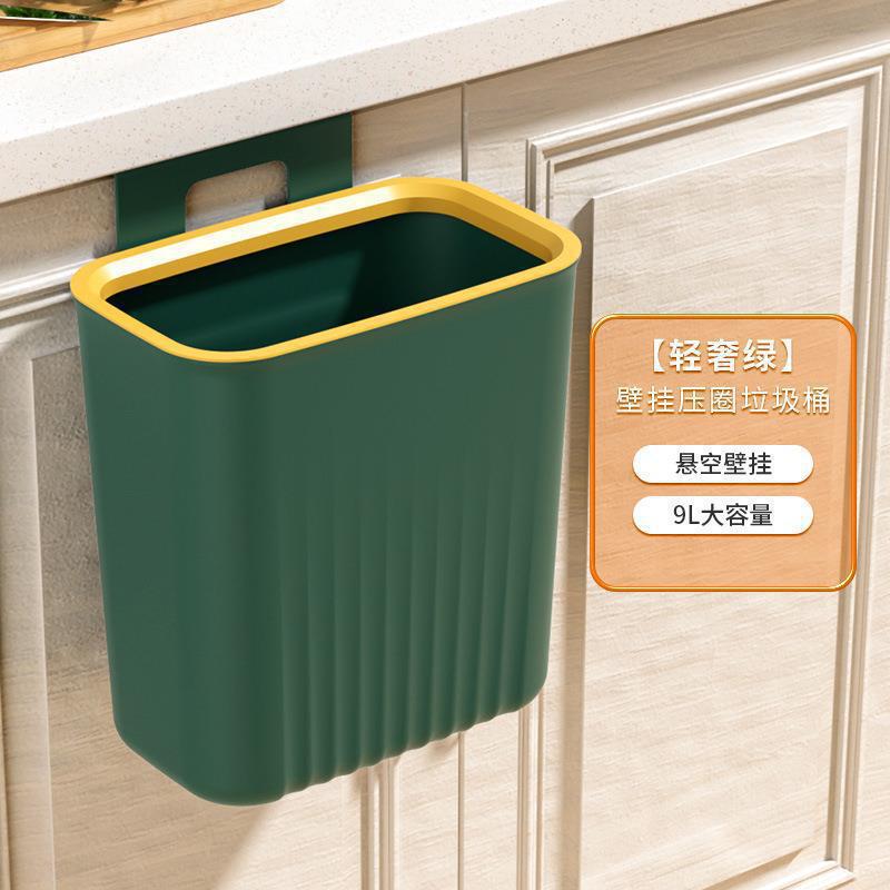 Kitchen Trash Can with Lid Sliding Cover Wall-Mounted Trash Can