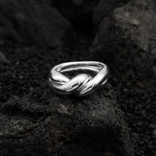 S925银戒指 纯莫比乌斯双环叠带戒指女 小众设计爱情无名指指环