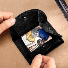 跨境热销真皮零钱包欧美男士短款搭扣散钱袋硬币钱夹防RFID盗刷卡