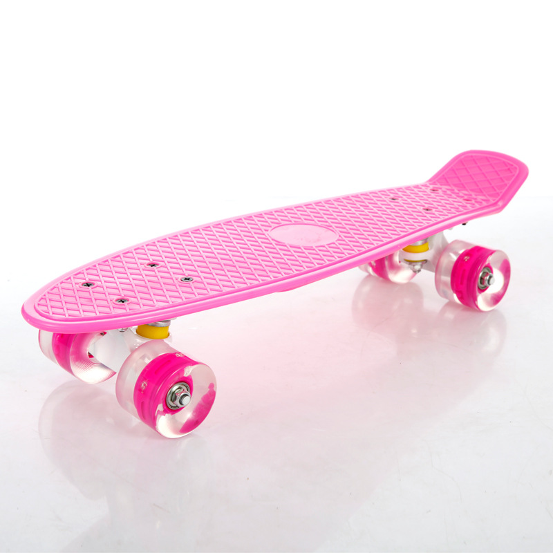 22-Inch Fish Skateboard Plastic Banana Board Single Cut Skateboard Pu Flash Wheel Children Adult Four-Wheel Road Brush