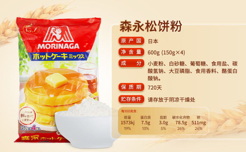 日本进口森永松饼粉华夫饼粉捏捏装舒芙蕾预拌粉diy烘培宝宝早餐