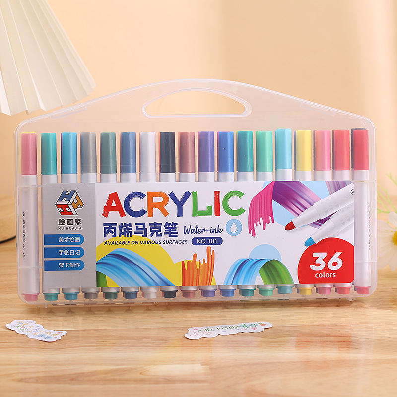 Acrylic Water-Based Marker Pen 48 Color Primary School Student Candy Color Art Kindergarten Waterproof Opaque Paper Drawing Crayons Coated