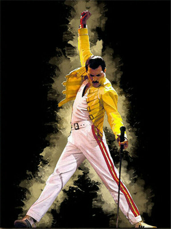 皇后乐队时尚偶像弗雷迪黄衣男歌手人物钻石画