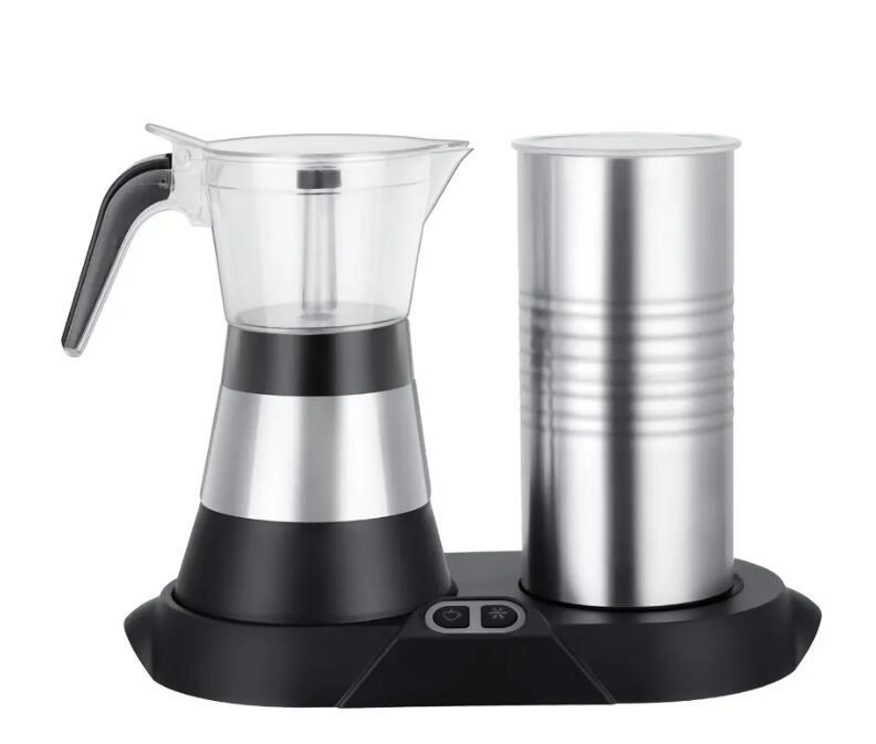 New Cross-Border Automatic Split-Type Machine Italian Moka Pot and Hot and Cold Doubles Milk Bubbler Combination Set