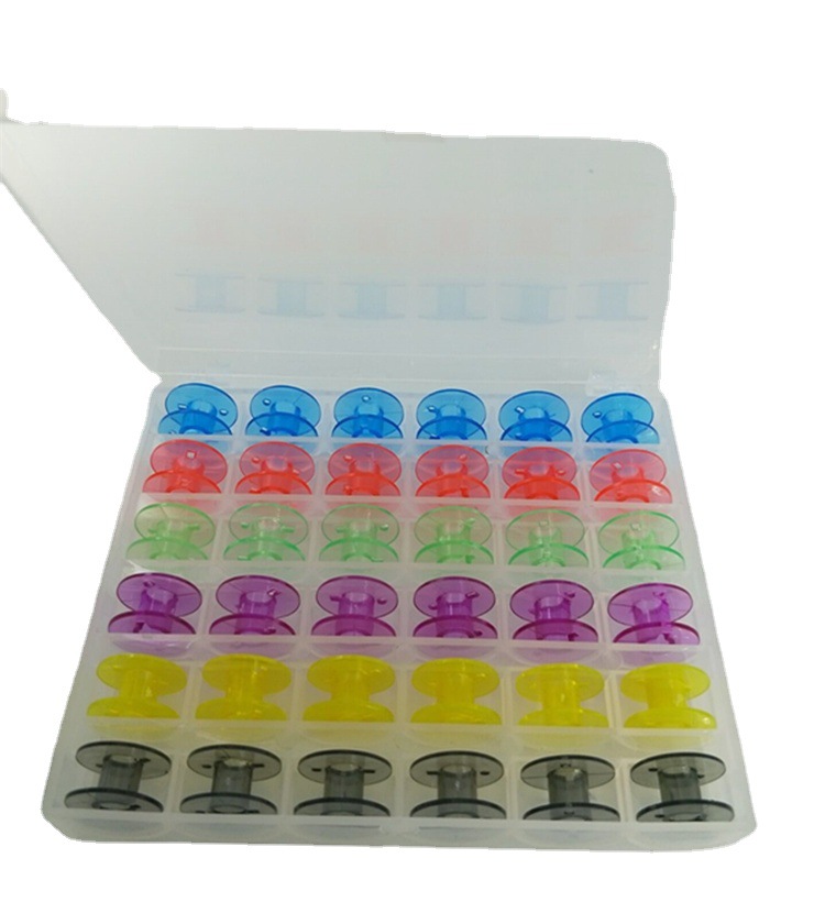 36 Color Bobbin Core Boxed Plastic Color Bobbin Core Box Domestic Multifunctional Sewing Machine Bobbin Core