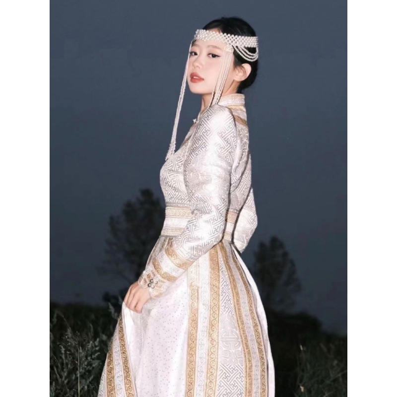 新款网红蒙古公主传统特色少数民族蒙古袍原蒙古族舞蹈演出服装