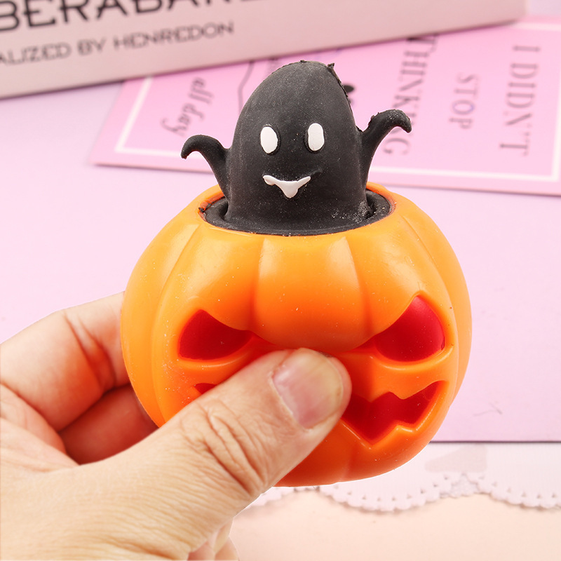 Halloween Funny Pumpkin Squeezing Toy Vent Ghost Fun Squeeze Decompression Toy Funny Pumpkin Ghost Spot