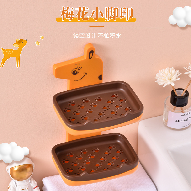 Deer Soap Box Soap Dish Cute Punch-Free Wall-Mounted Suction Cup Home Bathroom Bathroom Draining Rack