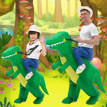 跨境热销搞怪骑行绿恐龙充气服舞台表演霸王龙充气服儿童恐龙服装