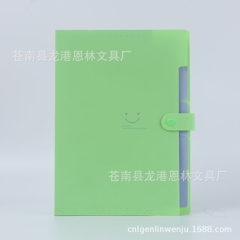 A4 Color File Holder Folder Multi-Layer Pp Plastic File Bag Info Booklet Office Storage Student Test Paper Clip