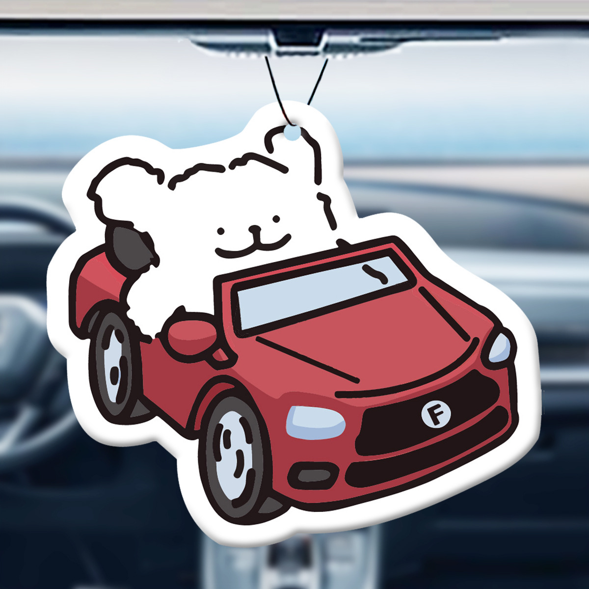 汽车车载香薰片呆萌可爱开心驾驶汽车的线条小狗车内装饰挂件家居