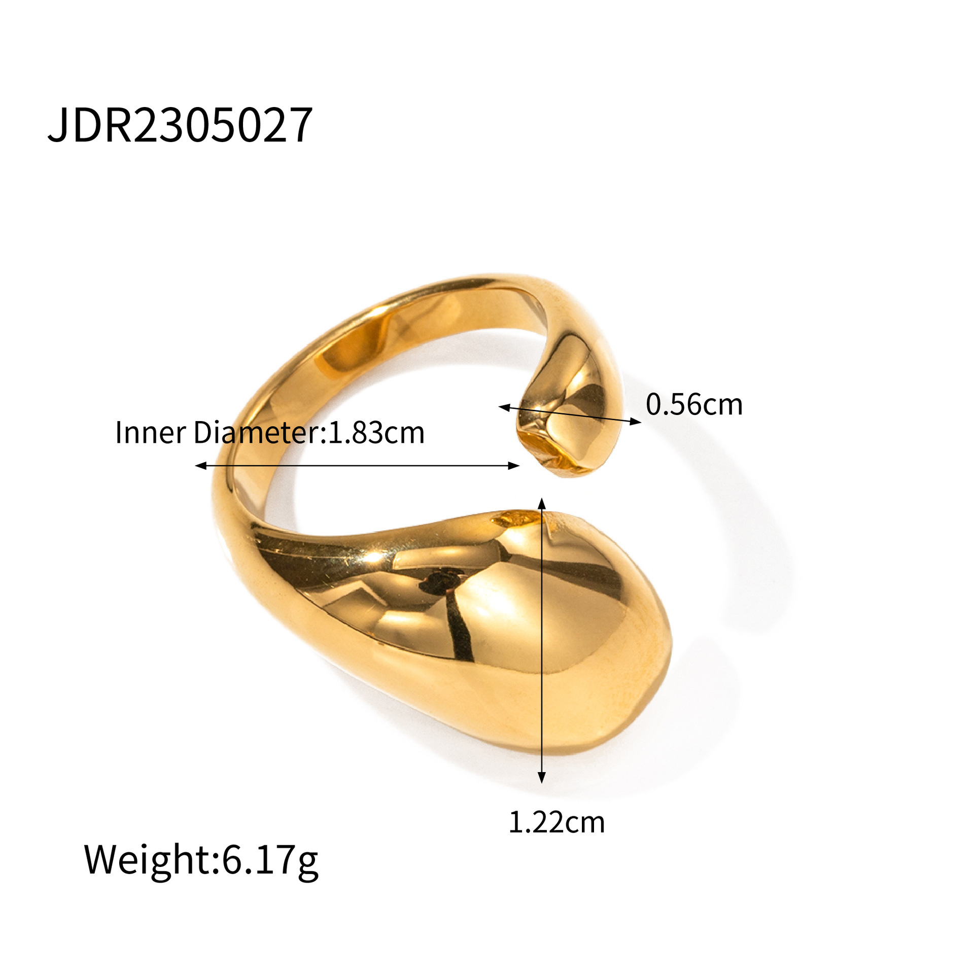 European and American Ins Style Advanced Design 18K Gold Stainless Steel Open Ring Women's All-Match Non-Fading Hand Jewelry Wholesale