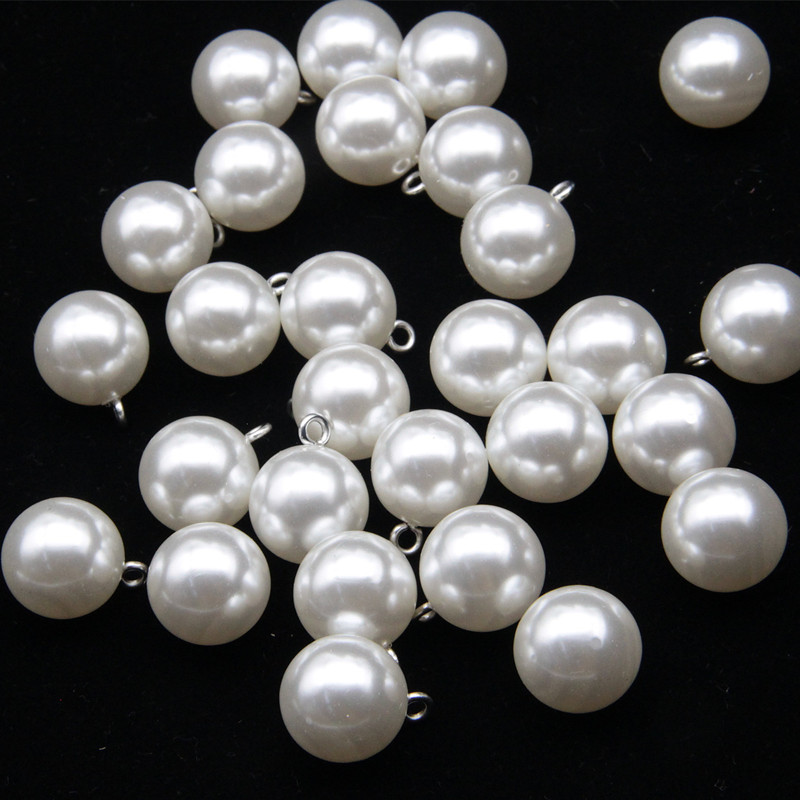 Pearl Button Plastic Buckle Wedding Dress Decorative Button Women's Metal High Foot Buckle White Button Spot Wholesale