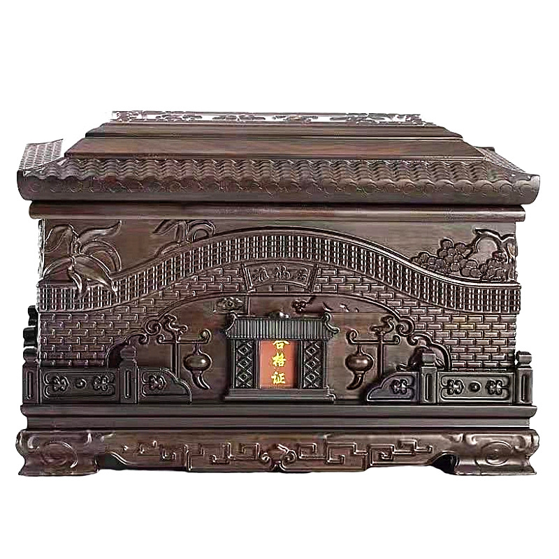 骨灰盒殡葬用品红木黑檀木骨灰盒下葬迁坟用寿盒小棺材男女款可用