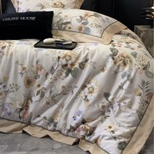 美式花卉100支贡缎纯棉四件套数码印花被套床单全棉高档床上用品