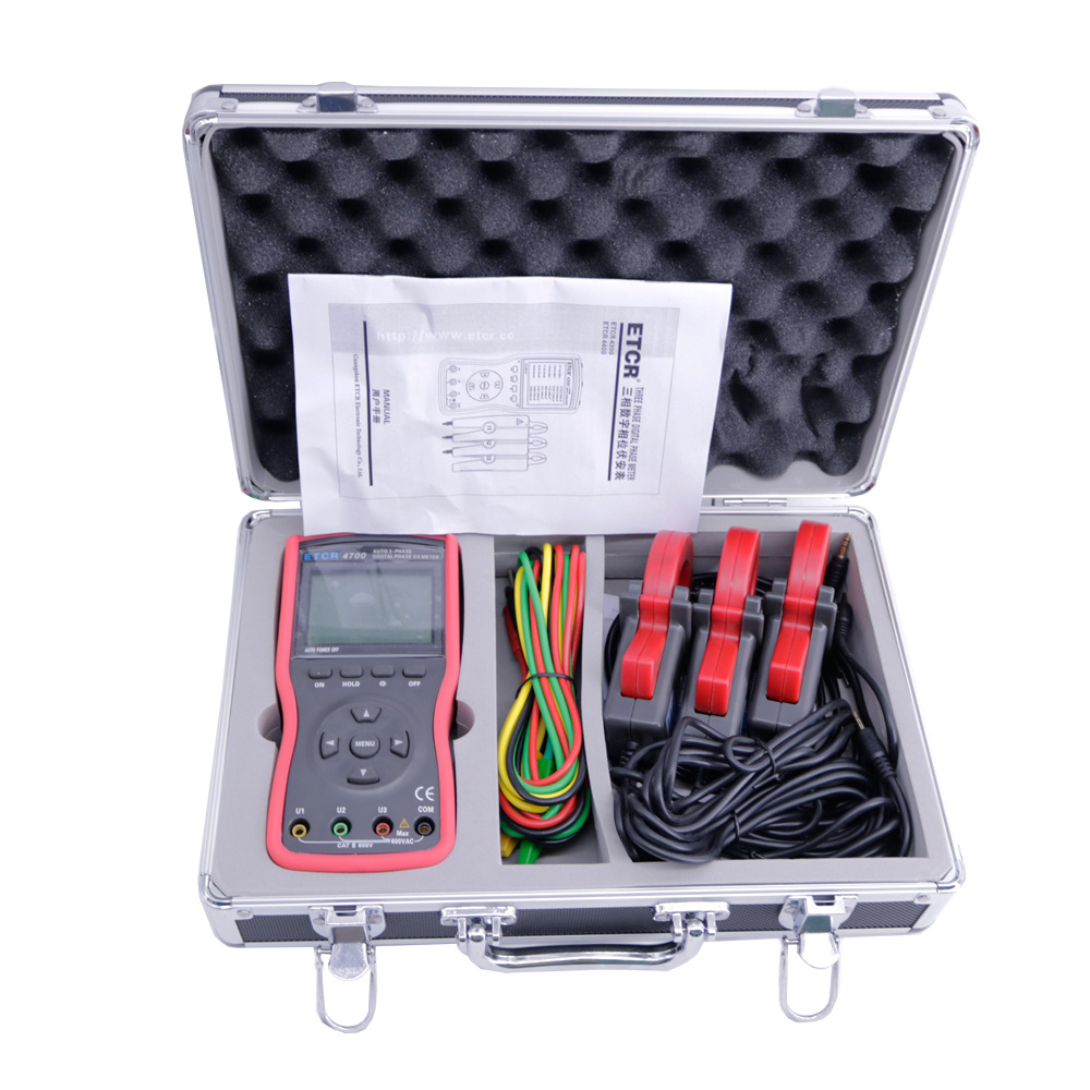 etcr4700专业三相数字相伏安钳形表电流表量程0 ~ 400a 0 ~ 600v