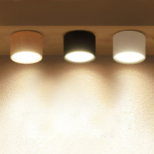 明装筒灯led天花灯免开孔木纹色北欧客厅110v走廊过道衣帽间灯具
