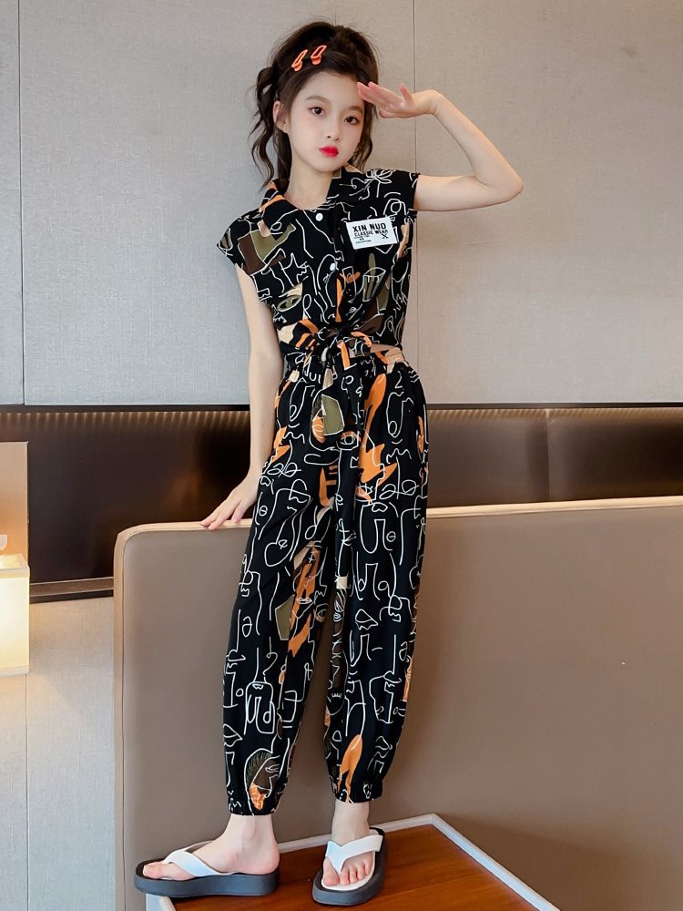 又酷又飒的女童装女孩网红炸街夏装大童夏季套装潮酷