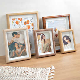 木质中空立体相框摆台批发5678寸照片框架A4挂墙书法字画摆件镜框