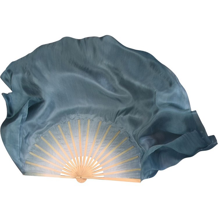 真丝舞蹈扇子跳舞扇灰色渐变古典舞演出道具胶州广场舞秧歌长绸扇