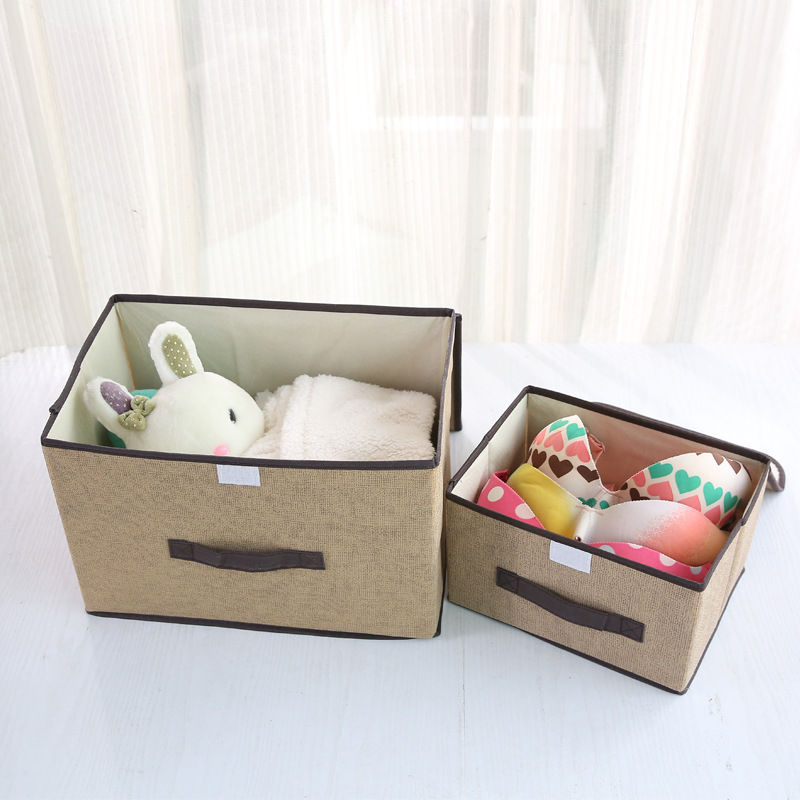 Fabric Foldable Non-Woven Dustproof Storage Box Hemp Cotton Underwear Storage Box Toy Clothing Storage Box Organizing Box