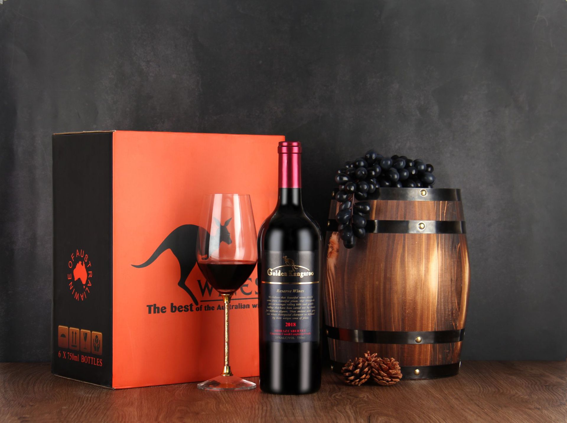 澳洲红酒原瓶进口干红葡萄酒 大袋鼠15度西拉红酒超重瓶一件代发