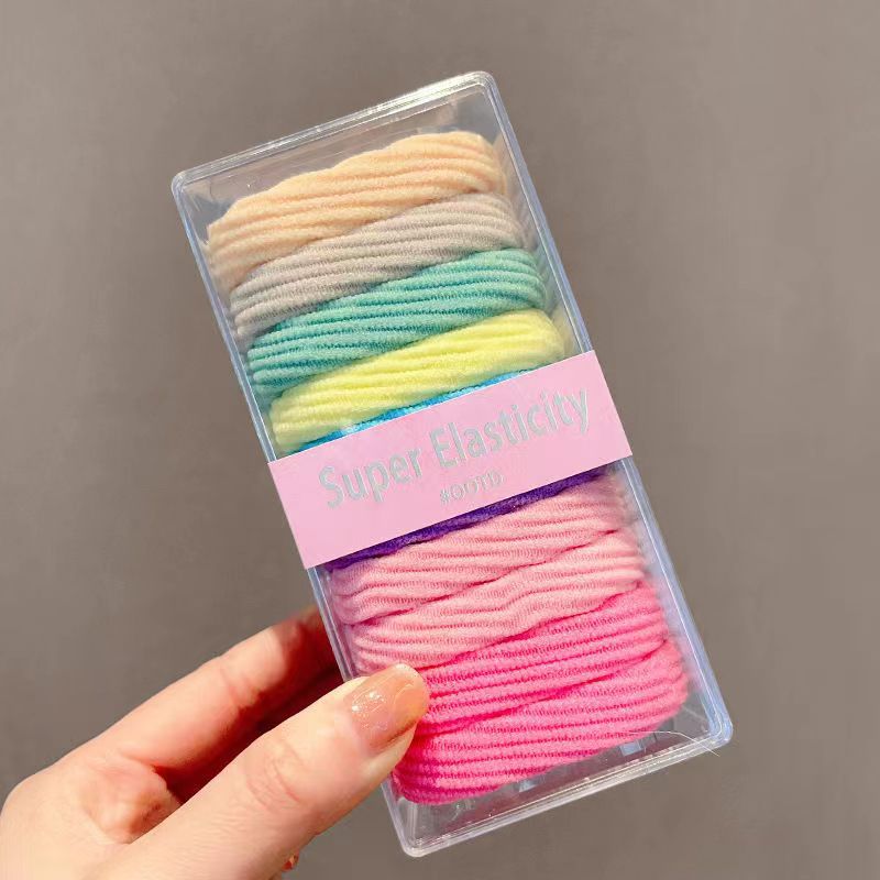 Boxed Seamless Towel Ring Headband Bold Thread Tie up a Bun Hairstyle Hair Rope Korean Style New Jacquard Wave Hair Ring