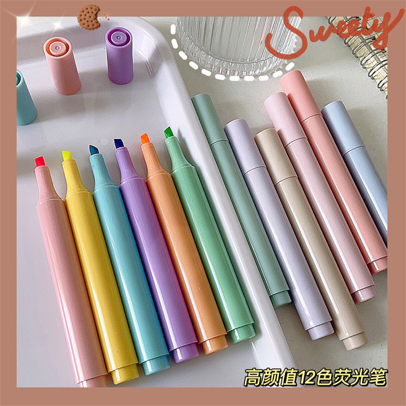 high-looking eye protection highlighter ins light color student key marking hand account color marker pen set