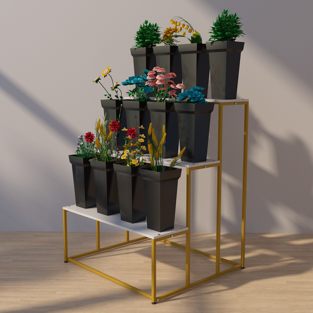 多层多肉花架 阶梯移动铁艺花店鲜花展示架 阳台窗台绿萝盆栽架子