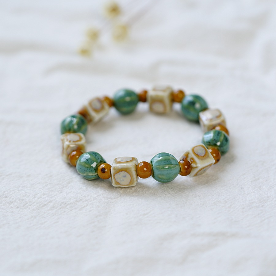 One-Meter Porcelain Jingdezhen Ceramic Bracelet Ornament Student Hand-Woven Bracelet New Chinese Artistic Dopamine Ornament