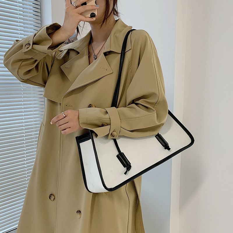 2021 Autumn New Korean Style Simple Shopping Bag Solid Color Portable Shoulder Bag Tote Bag Large Capacity Women's Bag Bags