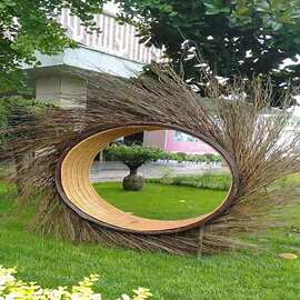 户外网红藤编落地款鸟巢景点民宿创意灯光休闲婚纱拍摄鸟巢道具