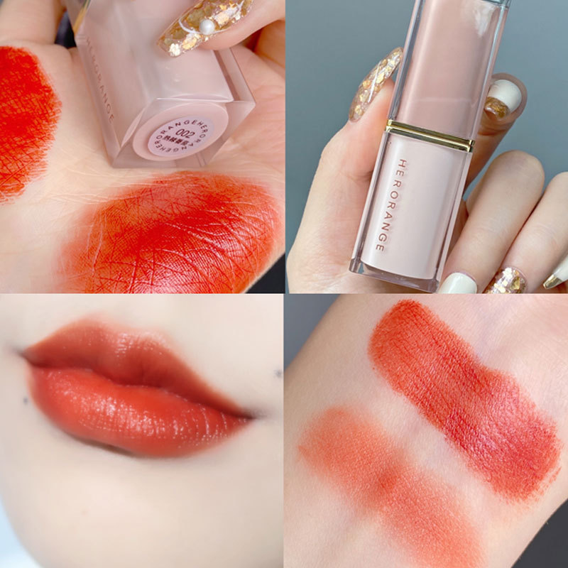 Herorange Crystal Square Tube Lipstick Matte Finish Student Female Plain Face White Not Easy to Fade Lipstick Gift Box