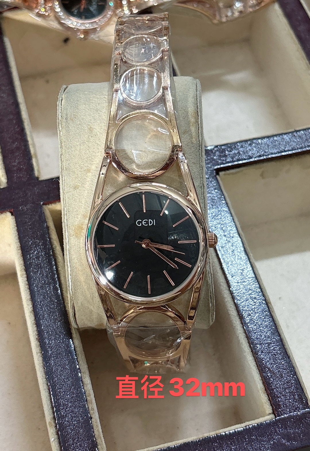 gedi正品女士手表新款气质简约女表时尚镂空表带土豪金女手表歌迪