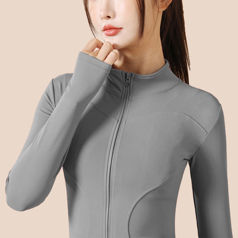 Lulu Yoga Clothes Coat Women's Tight Sun Protection with Zipper Slim Fit Running Quick-Drying Sports Workout Yoga Top Long Sleeve