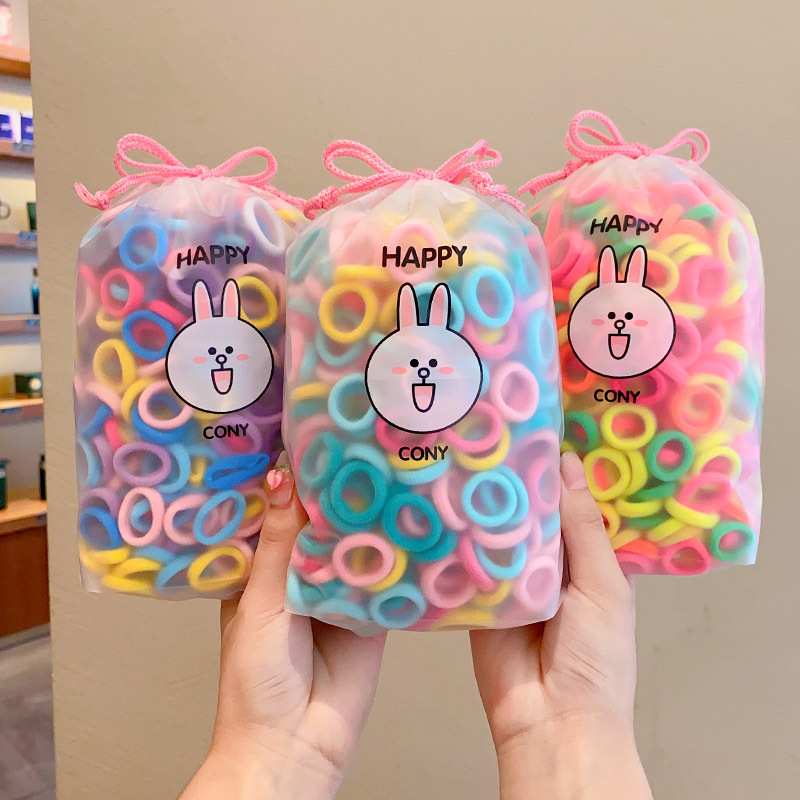 Small Bag-Free Children's Hair String Korean Style Candy Color Towel Ring Does Not Hurt Hair High Elastic Rubber Band Internet Celebrity All-Match Hair Band