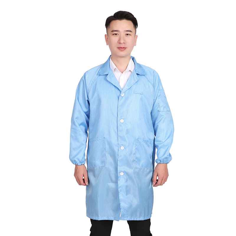 外贸防静电衣大褂食品工厂无尘服蓝白静电工作服静电衣防护服包邮