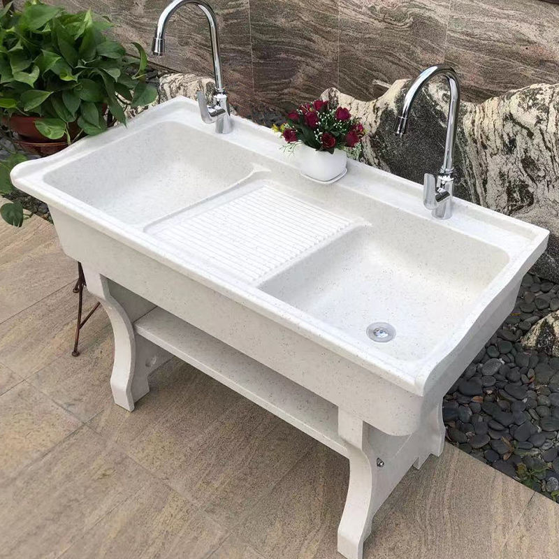 洗衣池带搓衣板石英石阳台室内外洗衣盆一体洗衣台搓洗衣服水槽