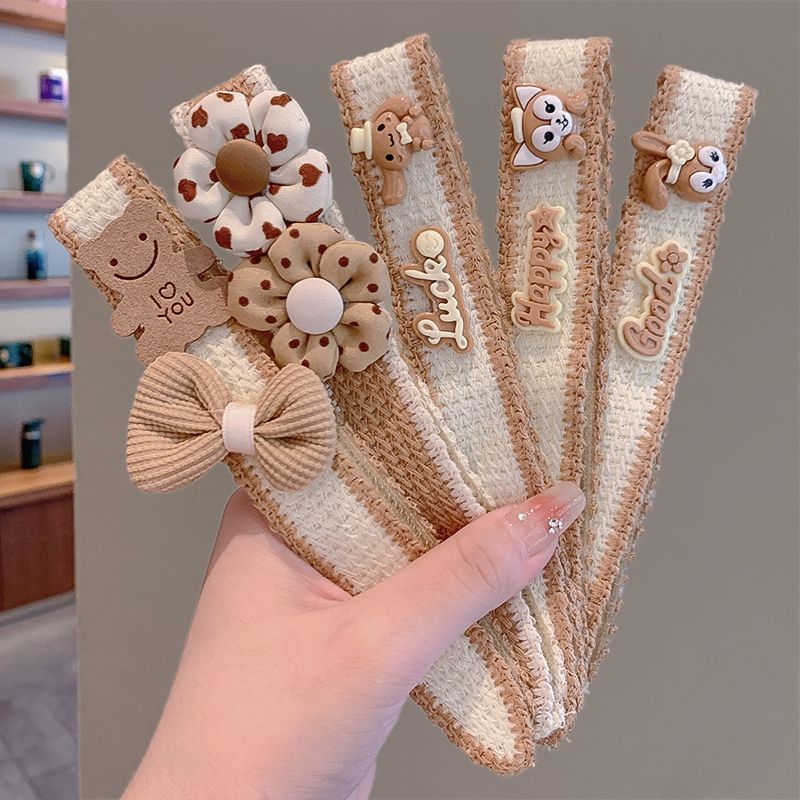 魔术贴发饰儿童奶咖色蝴蝶结碎发贴宝宝刘海女童碎发整理新款发箍