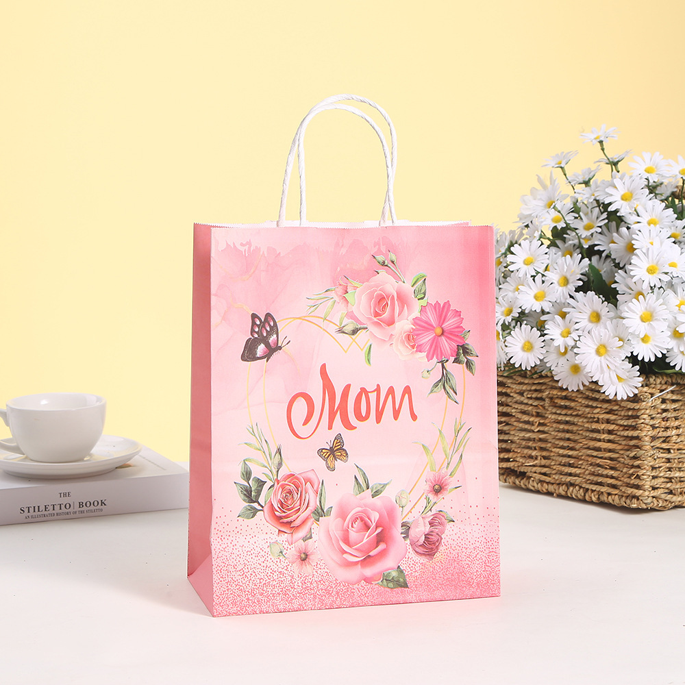 Mother's Day Gift Handbag Candy Gift Bag Kraft Paper Portable Paper Bag Shopping Mall Shopping Bags Wholesale