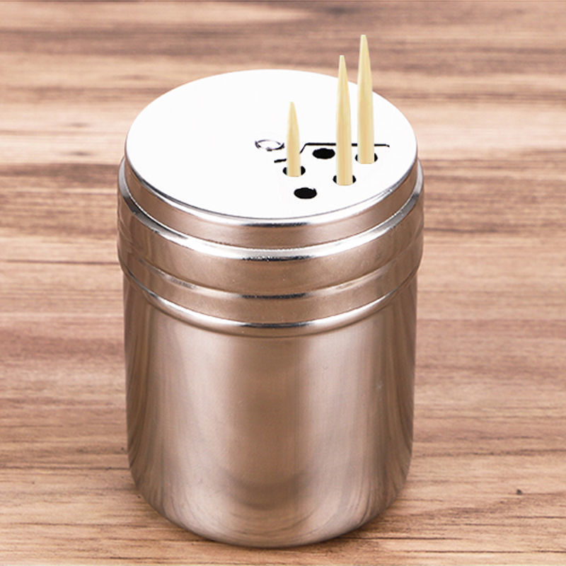 签筒加厚不锈钢牙签盒牙签罐牙签瓶家用餐厅牙签筒旋转款牙签盒