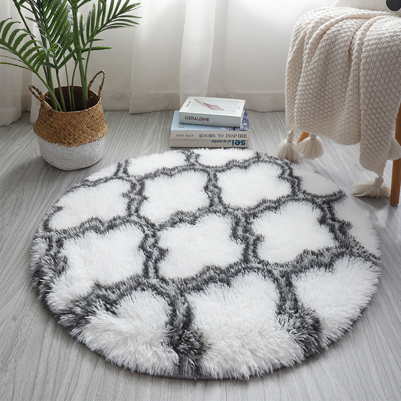 Factory Direct Sales Wholesale Pattern Silk round Filament Wool Pattern Living Room Coffee Table Sofa Bedroom Bed Front Floor Mat Fabric