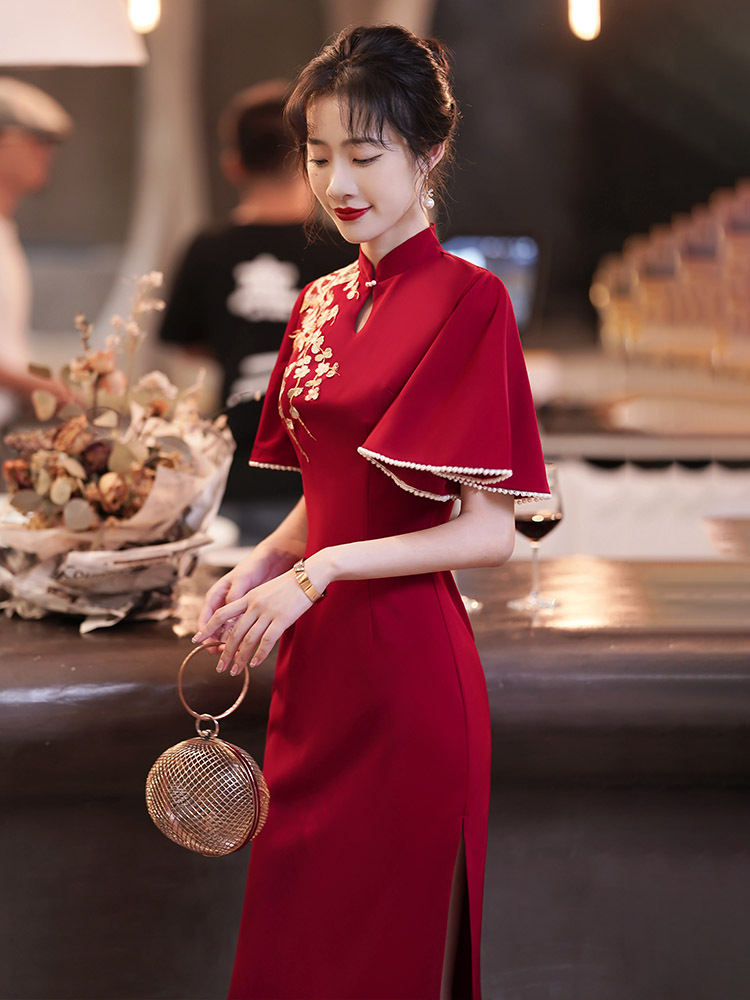 0成交7件相似婚礼妈妈装旗袍裙2022年新款中式气质烫钻结婚喜婆婆婚宴