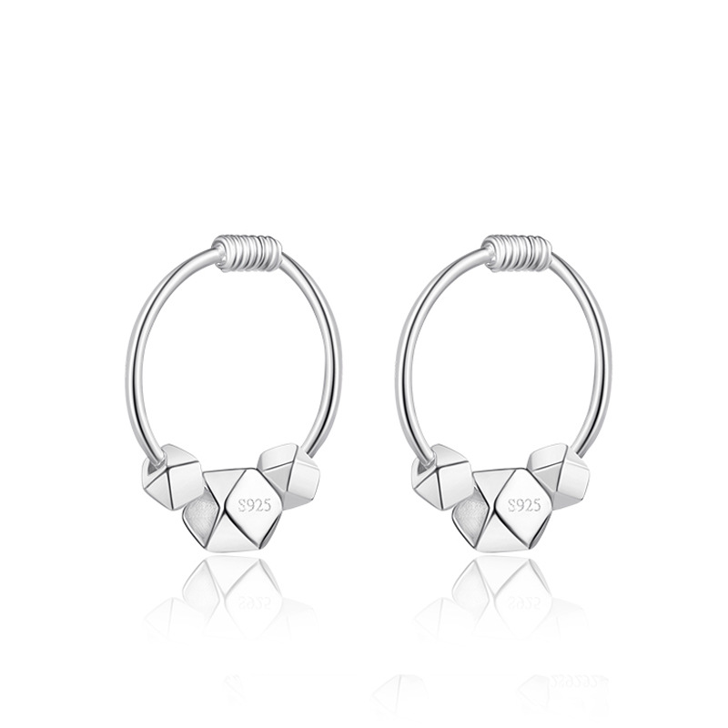 Small Pieces of Silver Earrings Men's Best-Seller on Douyin Internet Influencer Fashionmonger Broken Silver Several Two Ear Clip Personality All-Match Small Square Ear Ring