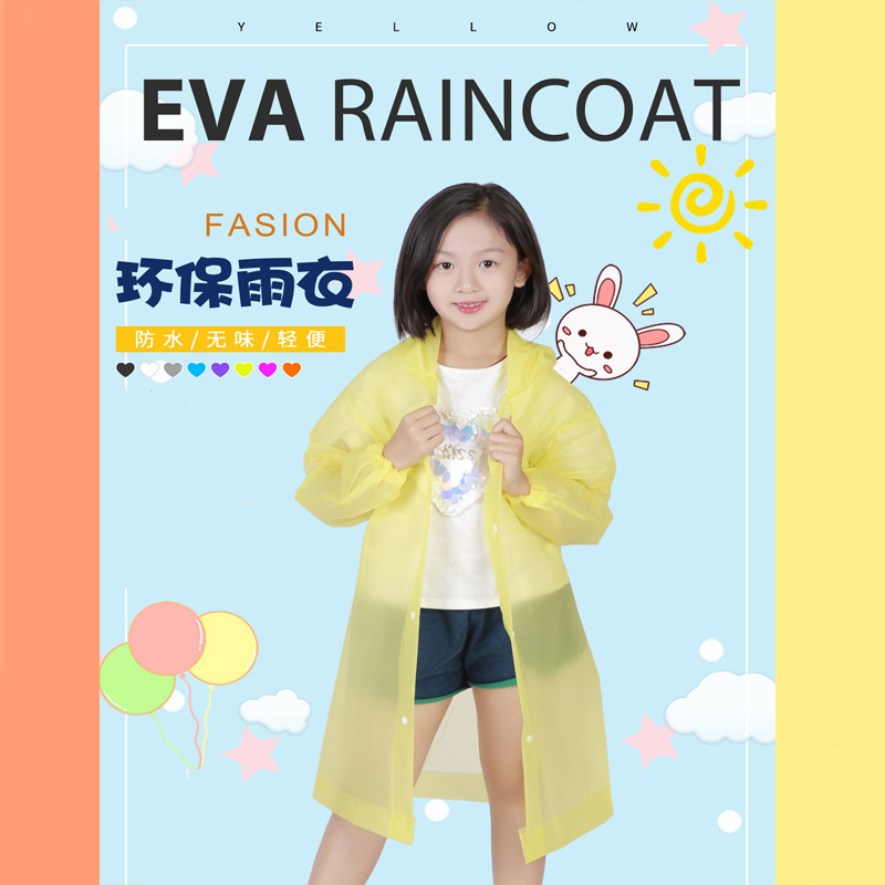 Factory Direct Sales Children's Raincoat Kindergarten Primary School Students Eva Cartoon Raincoat Boys Girls Poncho Processing Customization